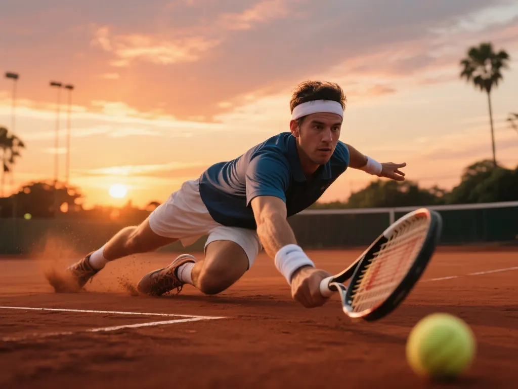 球员红土滑步专注瞬间